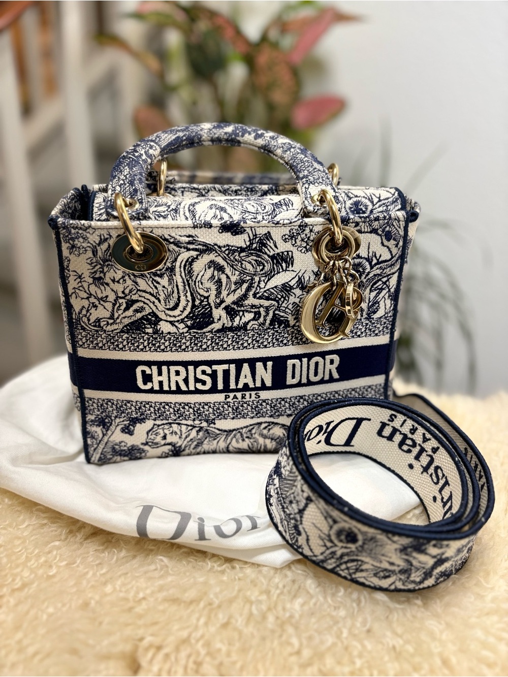 Dior Navy Canvas D-Lite Medium